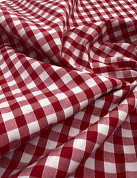 Red Gingham Printed Poly Cotton 90 GSM 80/20 44 Inch Non Stretch - T9 Fabrics