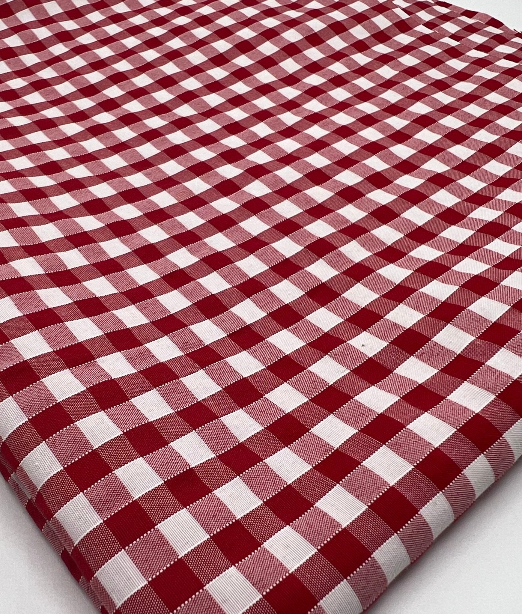 Red Gingham Printed Poly Cotton 90 GSM 80/20 44 Inch Non Stretch - T9 Fabrics