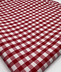Red Gingham Printed Poly Cotton 90 GSM 80/20 44 Inch Non Stretch - T9 Fabrics