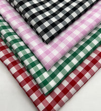 Red Gingham Printed Poly Cotton 90 GSM 80/20 44 Inch Non Stretch - T9 Fabrics