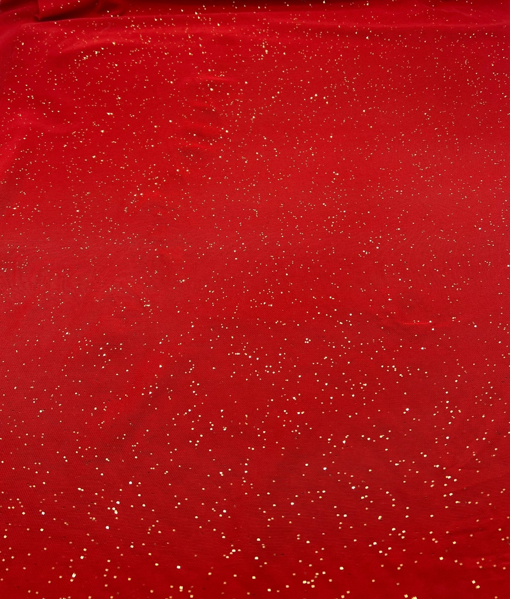Red Gold Glitter Sparkle Mesh Fabric Stretch - T9 Fabrics