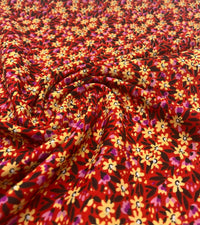 Red Lilac Ditsy Floral Lightweight Non Stretch Woven Fabric - T9 Fabrics