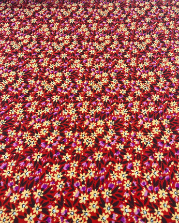 Red Lilac Ditsy Floral Lightweight Non Stretch Woven Fabric - T9 Fabrics