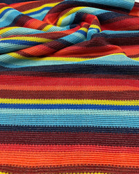 Red Multi Stripe Textured Knitted 2 Way Stretch Fabric - T9 Fabrics