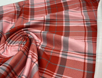 Red Pink Check Super Soft Spun Poly Stretch Fabric - T9 Fabrics