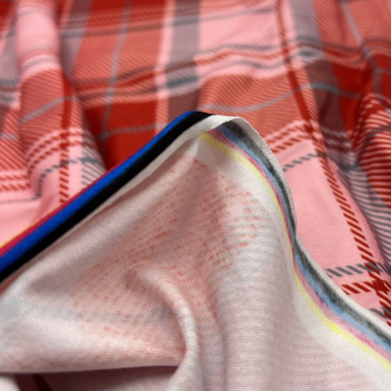 Red Pink Check Super Soft Spun Poly Stretch Fabric - T9 Fabrics