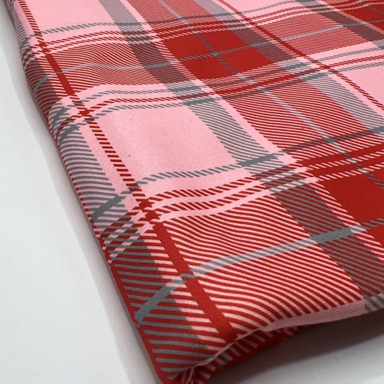 Red Pink Check Super Soft Spun Poly Stretch Fabric - T9 Fabrics