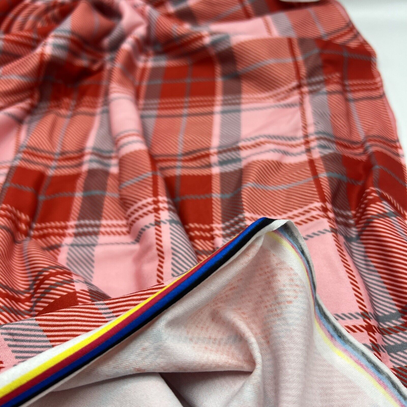 Red Pink Check Super Soft Spun Poly Stretch Fabric - T9 Fabrics