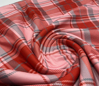 Red Pink Check Super Soft Spun Poly Stretch Fabric - T9 Fabrics