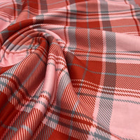 Red Pink Check Super Soft Spun Poly Stretch Fabric - T9 Fabrics