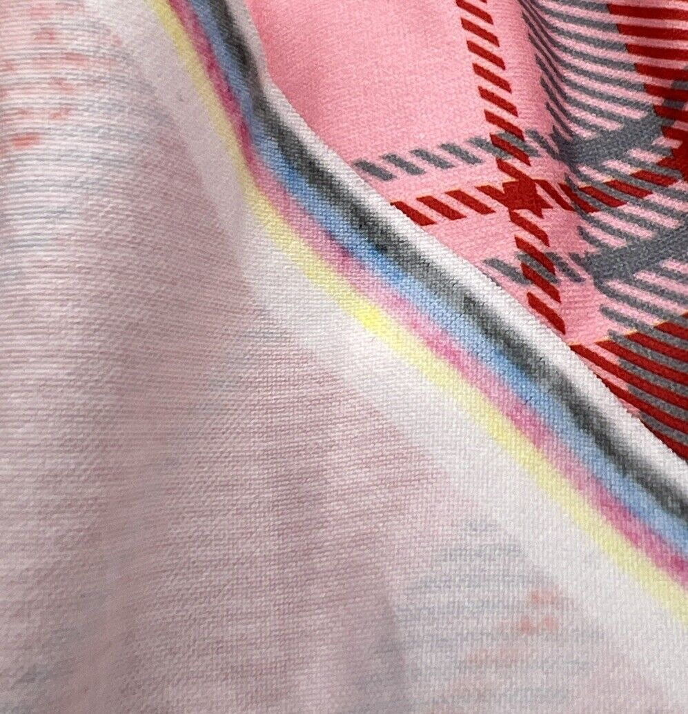 Red Pink Check Super Soft Spun Poly Stretch Fabric - T9 Fabrics