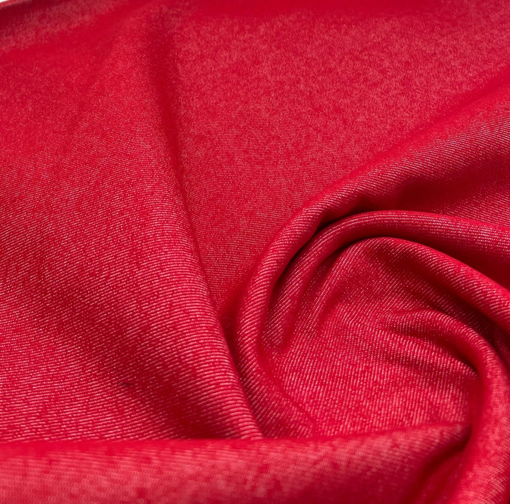 Red Plain Washed Stretch Denim 280GSM - T9 Fabrics