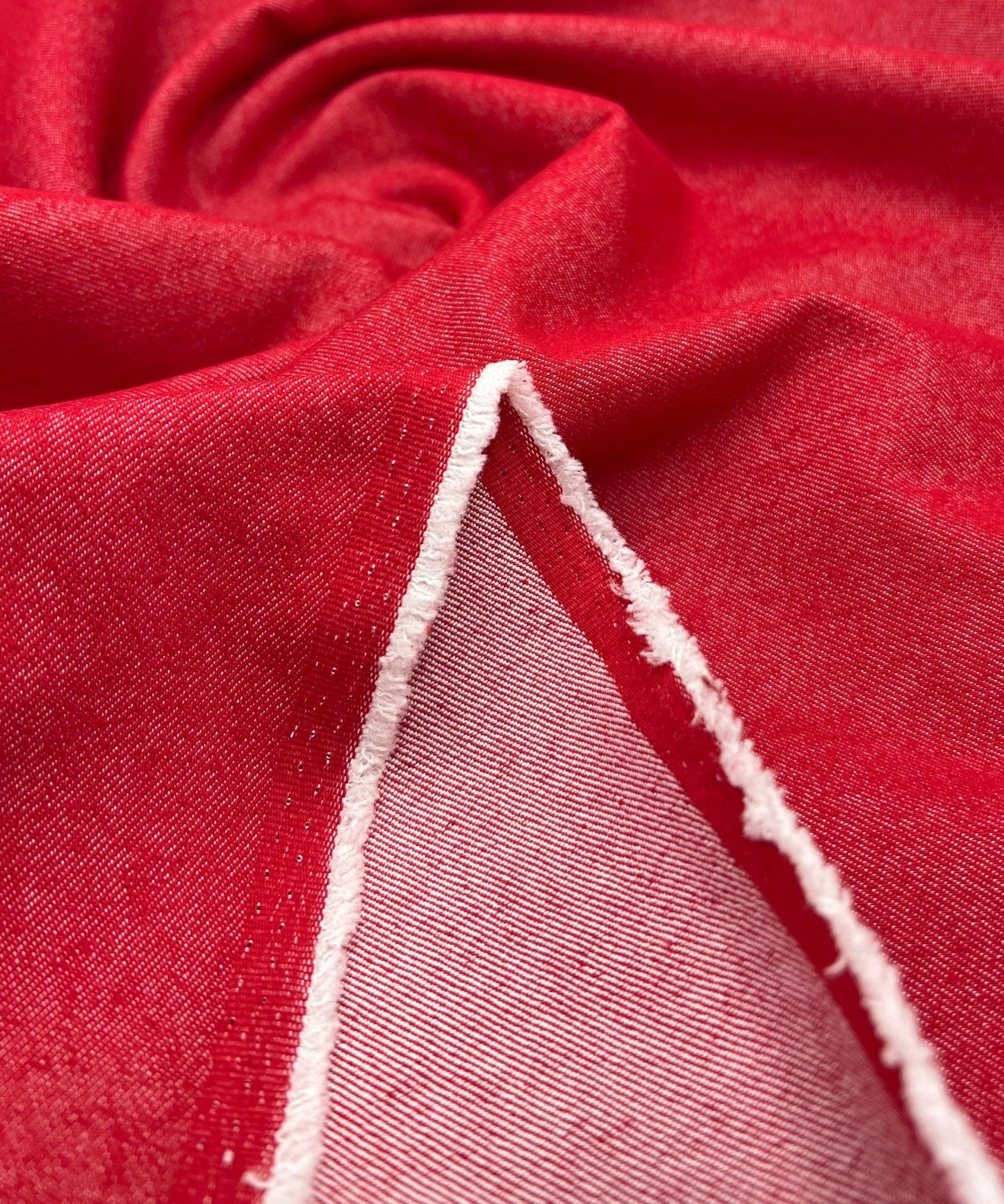 Red Plain Washed Stretch Denim 280GSM - T9 Fabrics