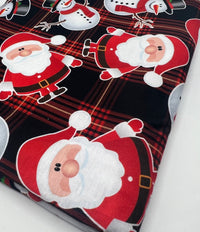 Red Santa Check Print Soft Spun Poly Stretch Fabric - T9 Fabrics