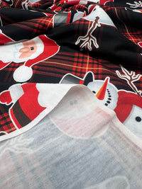 Red Santa Check Print Soft Spun Poly Stretch Fabric - T9 Fabrics