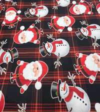 Red Santa Check Print Soft Spun Poly Stretch Fabric - T9 Fabrics