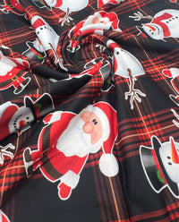 Red Santa Check Print Soft Spun Poly Stretch Fabric - T9 Fabrics