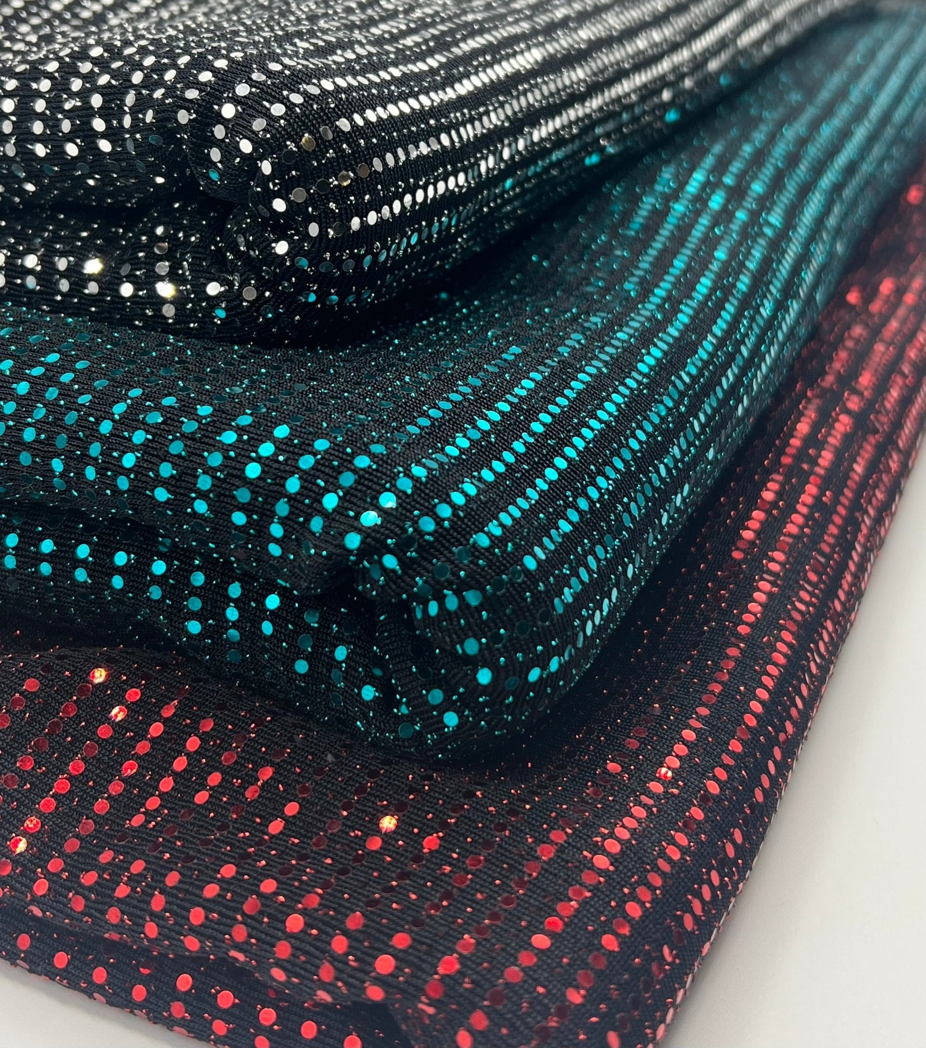 Red Sequin Nylon Metallic Sparkle Stretch Fabric - T9 Fabrics