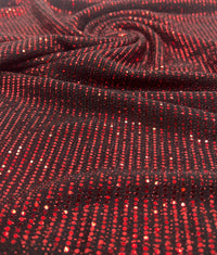Red Sequin Nylon Metallic Sparkle Stretch Fabric - T9 Fabrics