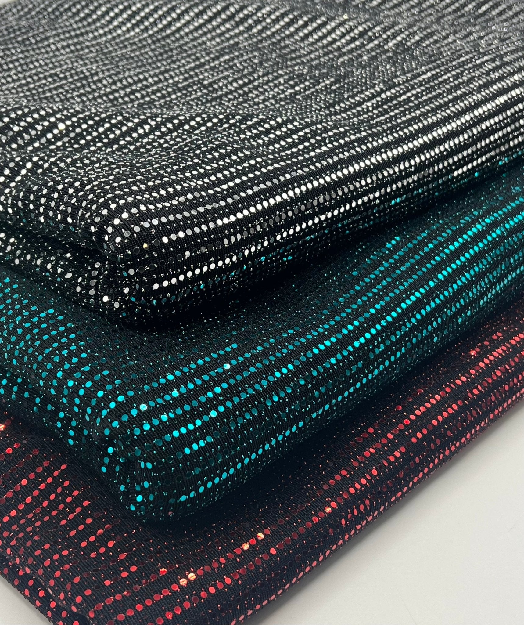 Red Sequin Nylon Metallic Sparkle Stretch Fabric - T9 Fabrics