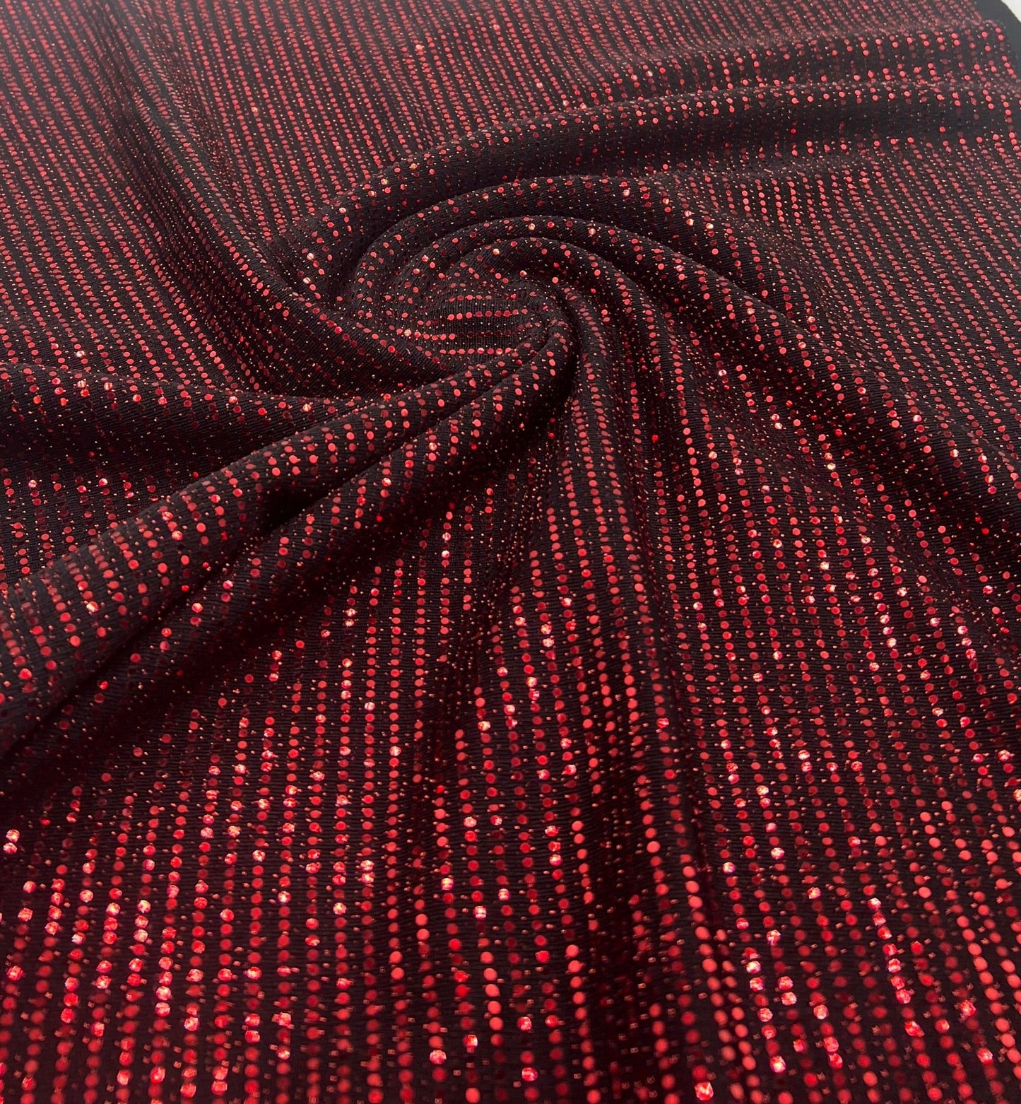 Red Sequin Nylon Metallic Sparkle Stretch Fabric - T9 Fabrics