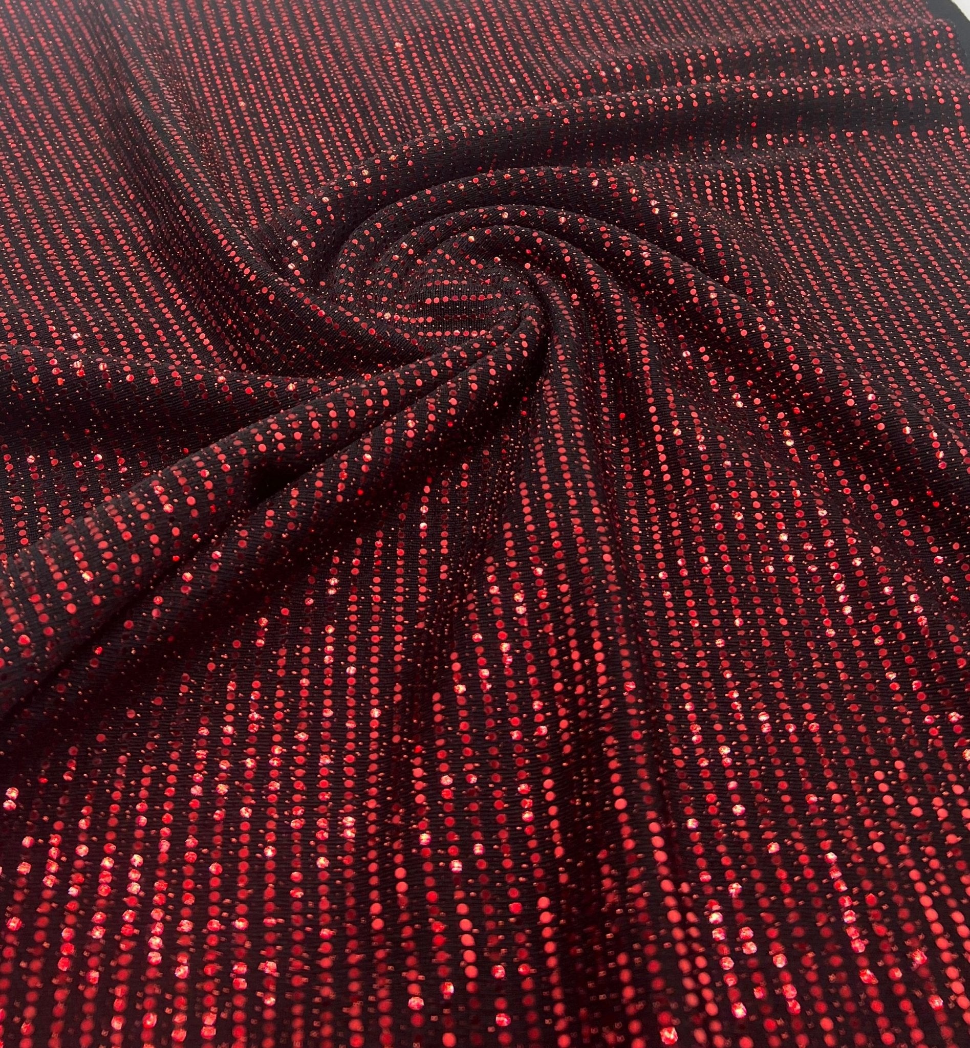 Red Sequin Nylon Metallic Sparkle Stretch Fabric - T9 Fabrics