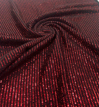 Red Sequin Nylon Metallic Sparkle Stretch Fabric - T9 Fabrics