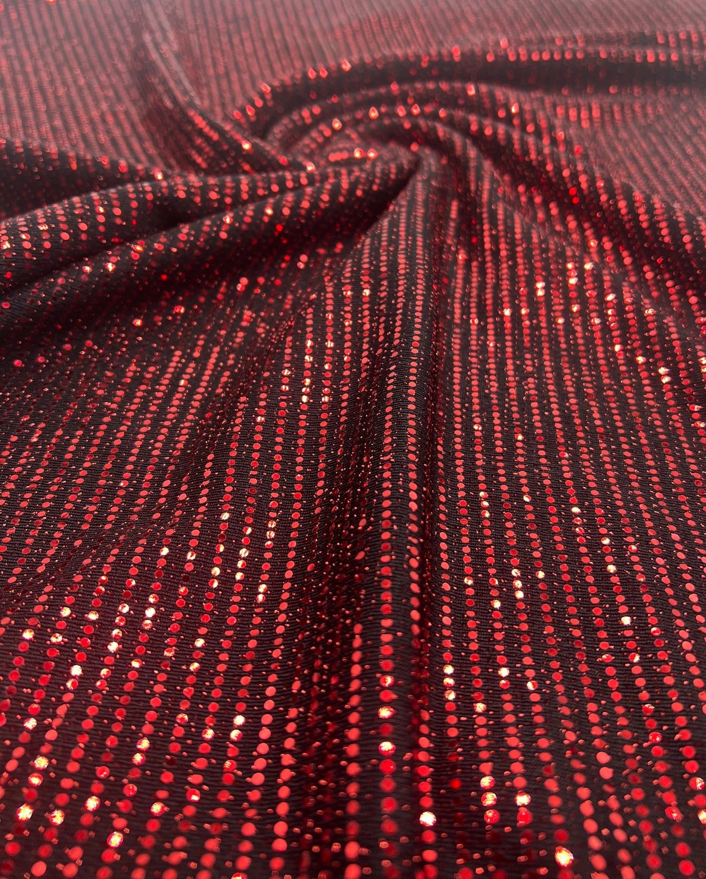 Red Sequin Nylon Metallic Sparkle Stretch Fabric - T9 Fabrics