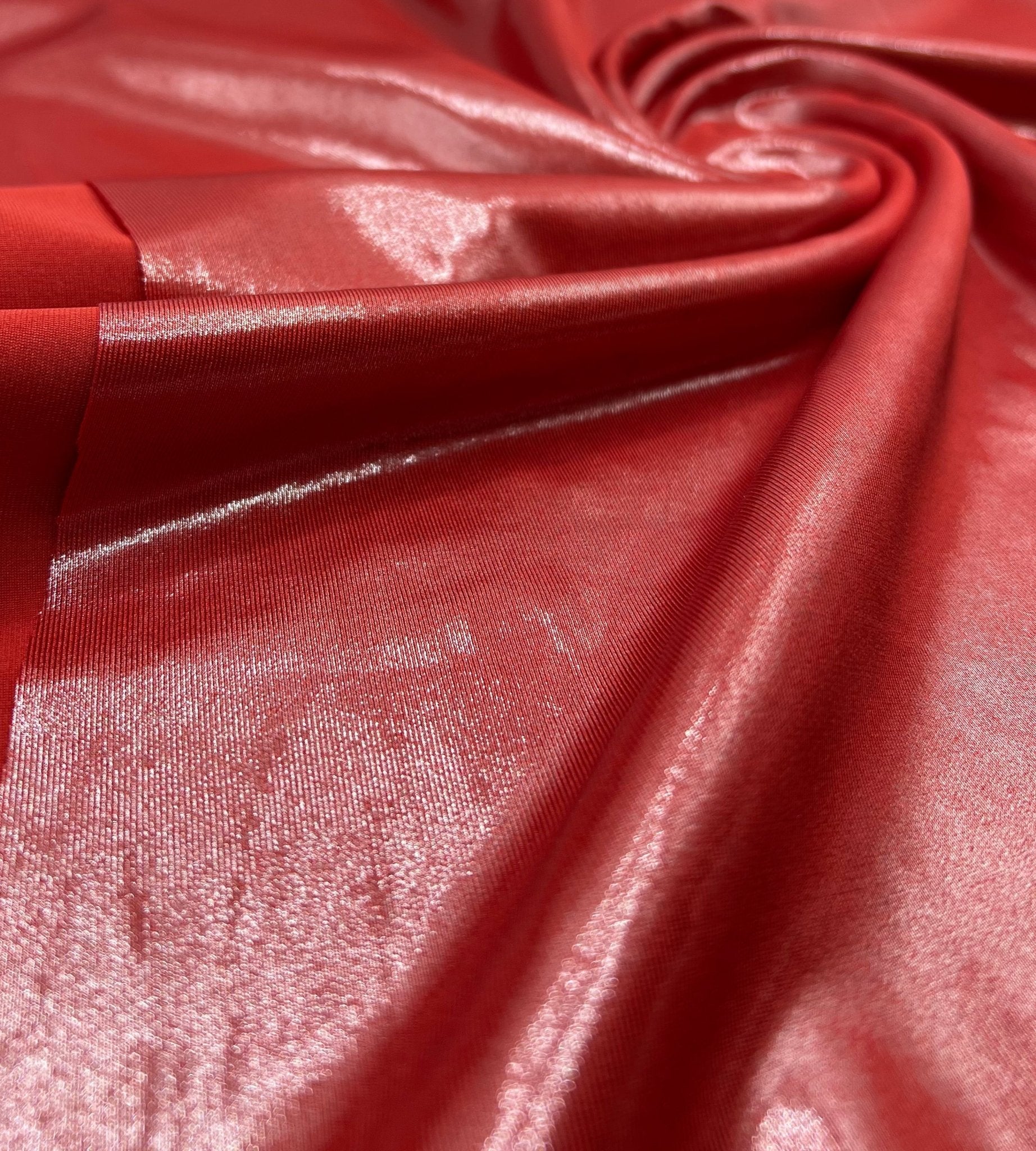 Red Shiny Foil Swimwear / Sportswear Fabric - T9 Fabrics