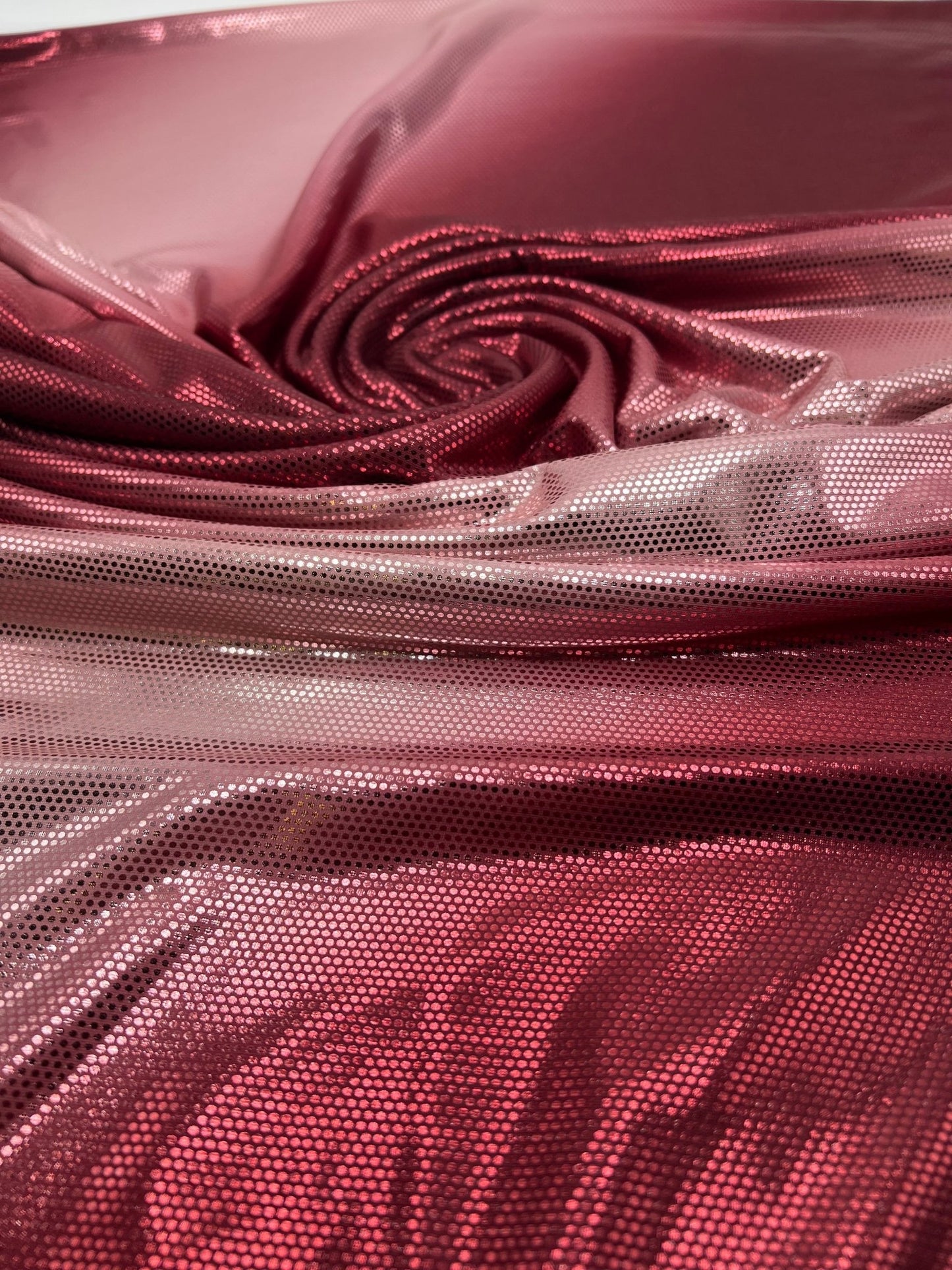 Red Silver Shiny Sequin Soft Touch 2 Way Stretch Fabric - T9 Fabrics