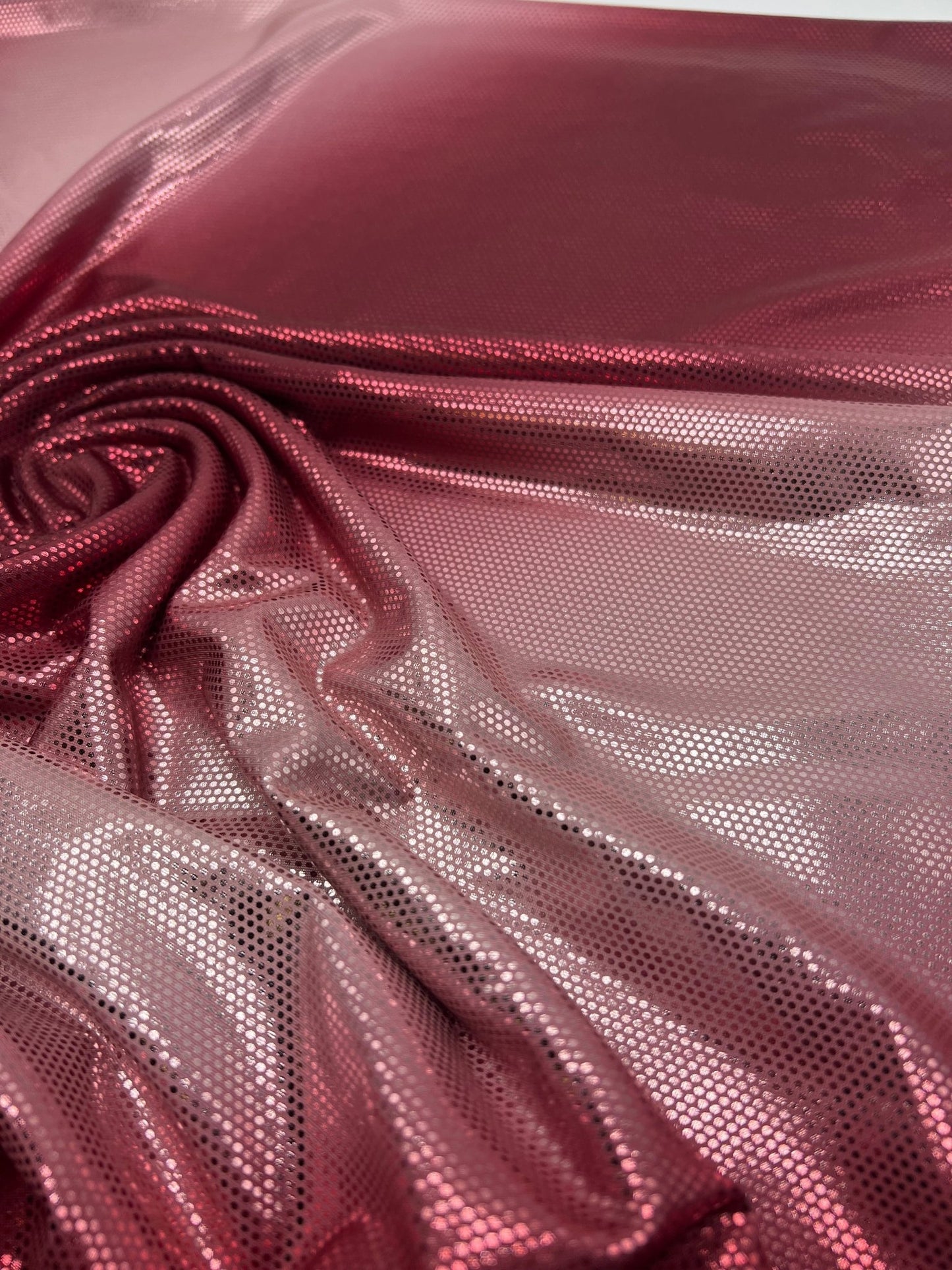 Red Silver Shiny Sequin Soft Touch 2 Way Stretch Fabric - T9 Fabrics