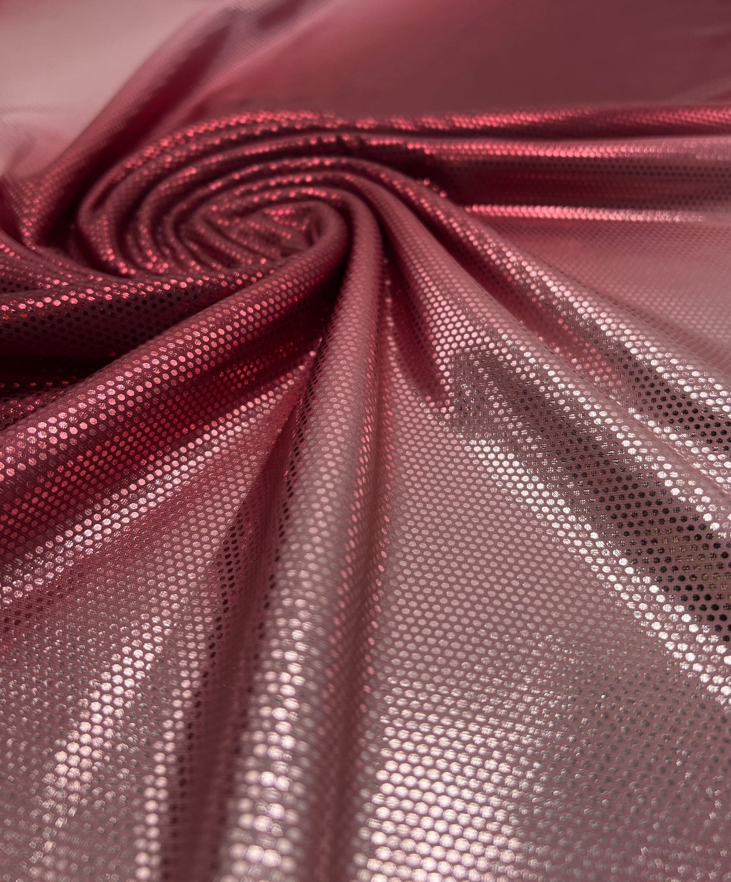 Red Silver Shiny Sequin Soft Touch 2 Way Stretch Fabric - T9 Fabrics