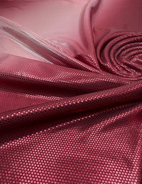 Red Silver Shiny Sequin Soft Touch 2 Way Stretch Fabric - T9 Fabrics