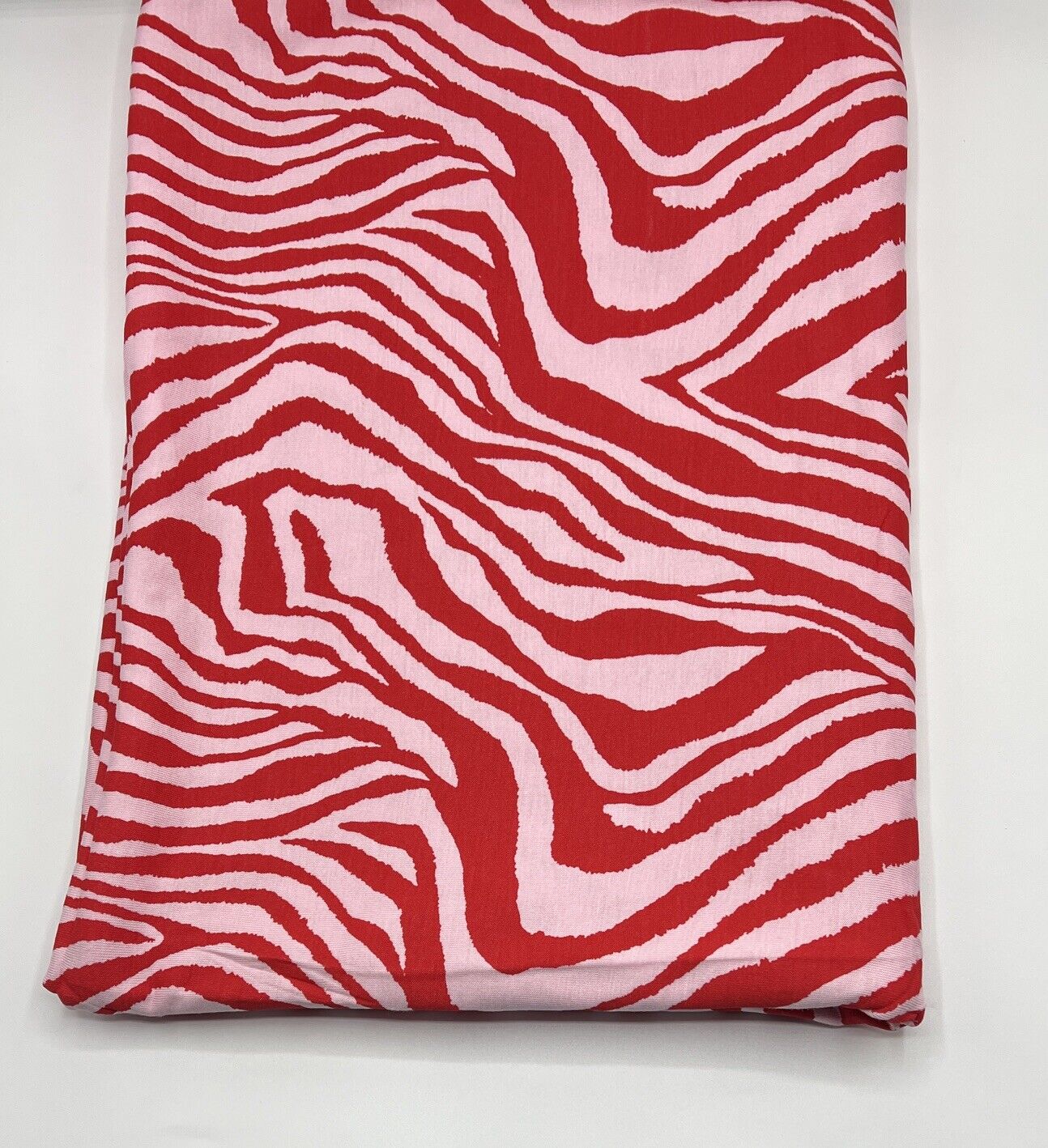 Red Soft Pink Zebra Print Viscose Elastane Fabric - T9 Fabrics