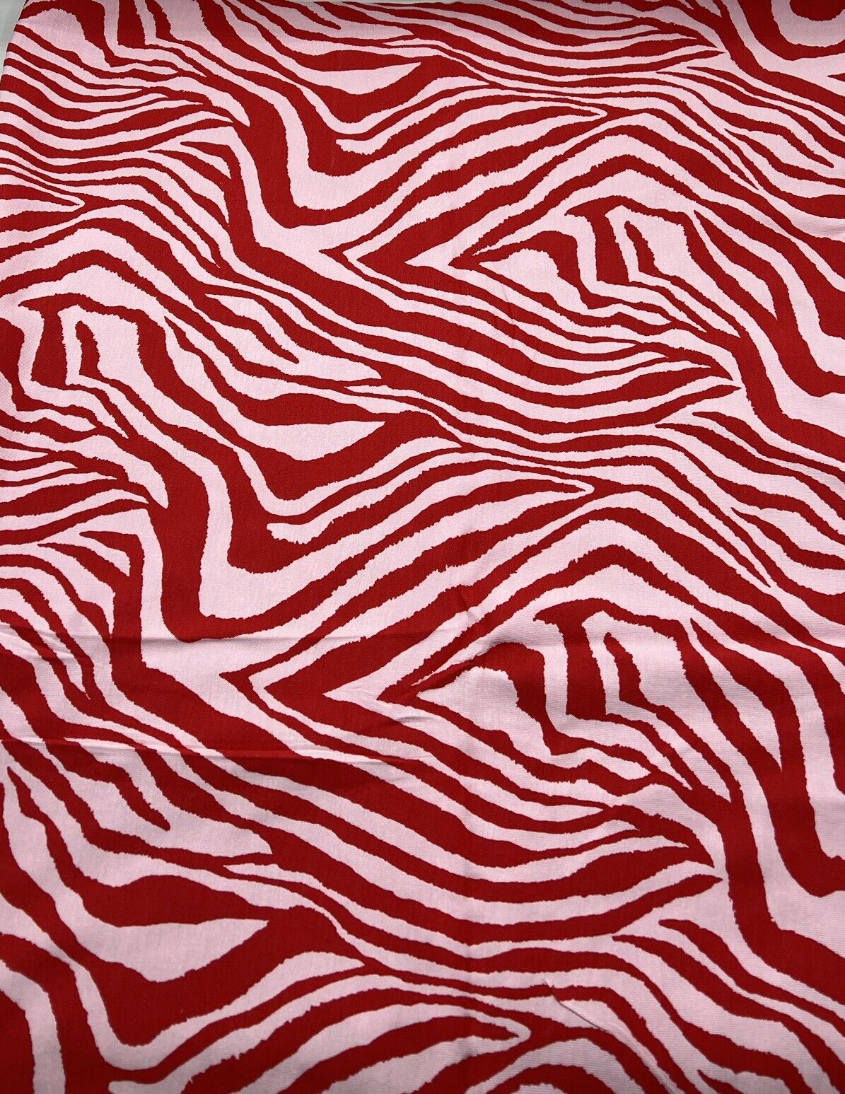 Red Soft Pink Zebra Print Viscose Elastane Fabric - T9 Fabrics