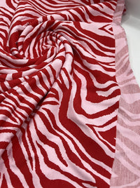 Red Soft Pink Zebra Print Viscose Elastane Fabric - T9 Fabrics