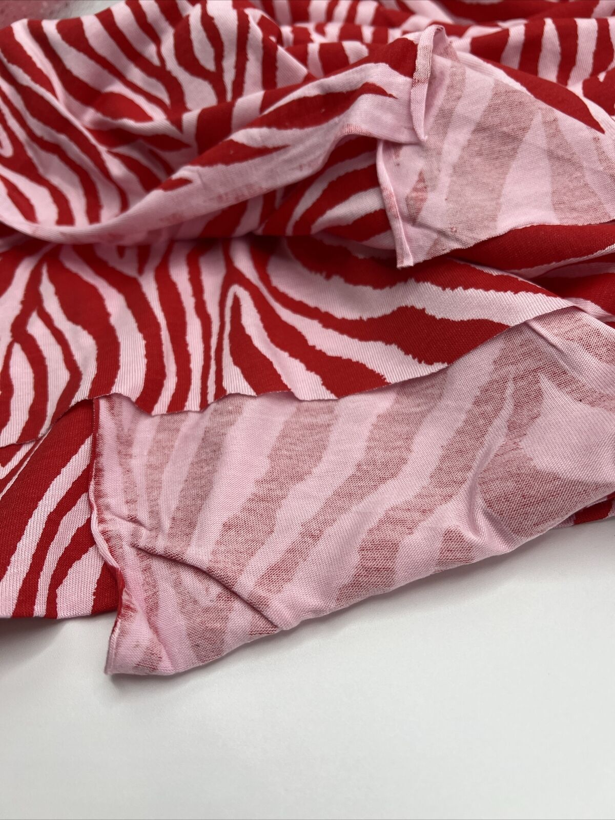 Red Soft Pink Zebra Print Viscose Elastane Fabric - T9 Fabrics