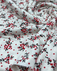 Red Spot Floral Print Viscose Elastane Fabric - T9 Fabrics