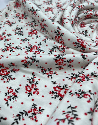 Red Spot Floral Print Viscose Elastane Fabric - T9 Fabrics