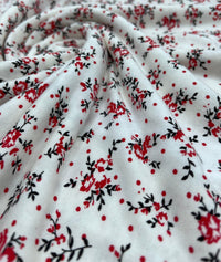 Red Spot Floral Print Viscose Elastane Fabric - T9 Fabrics