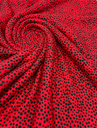 Red Spot Print Viscose Elastane Fabric - T9 Fabrics