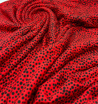 Red Spot Print Viscose Elastane Fabric - T9 Fabrics