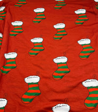 Red Stocking Print Soft Spun Poly Stretch Fabric - T9 Fabrics