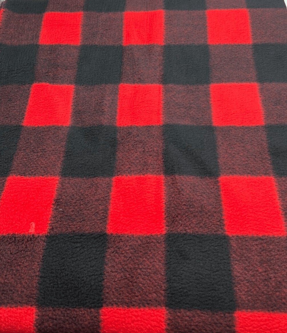 Red Tartan Printed Anti - Pil Polar Fleece Fabric Blanket Loungewear - T9 Fabrics