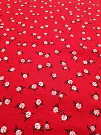 Red White Ditsy Floral Print Viscose Elastane Fabric - T9 Fabrics