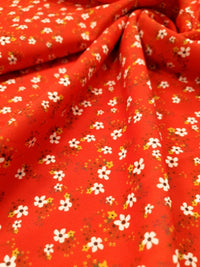 Red & White Ditsy Floral Printed Scuba Crepe Jersey Fabric 4 Way Stretch - T9 Fabrics