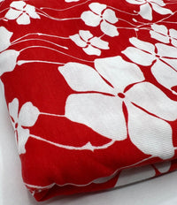 Red White Flower Print Viscose Elastane Fabric - T9 Fabrics