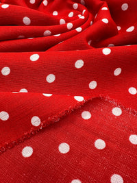 Red White Polka Spot Lightweight Crepe Non Stretch Fabric - T9 Fabrics