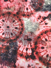 Red/Black/White Tie Dye Printed Scuba Crepe Jersey Fabric 4 Way Stretch - T9 Fabrics