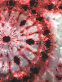 Red/Black/White Tie Dye Printed Scuba Crepe Jersey Fabric 4 Way Stretch - T9 Fabrics